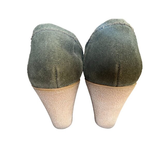 Mia Suede Wedge 10 Green Slip On Platform Boho Tassel Retro Hippie Indie Y2K 80s - Picture 6 of 14